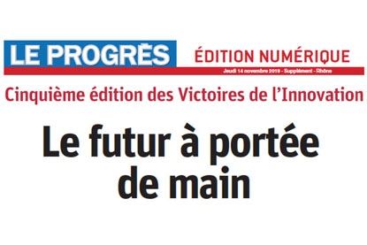 Photo du gros titre du journal Le Progrès : Cinquième édition des Victoires de l’Innovation - Le futur à portée de main
